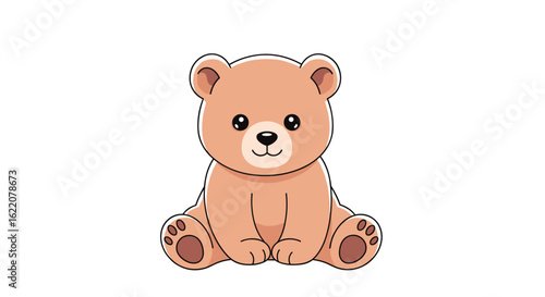 Adorable sitting teddy bear cub with big eyes and fuzzy ears a delightful companion for all ages