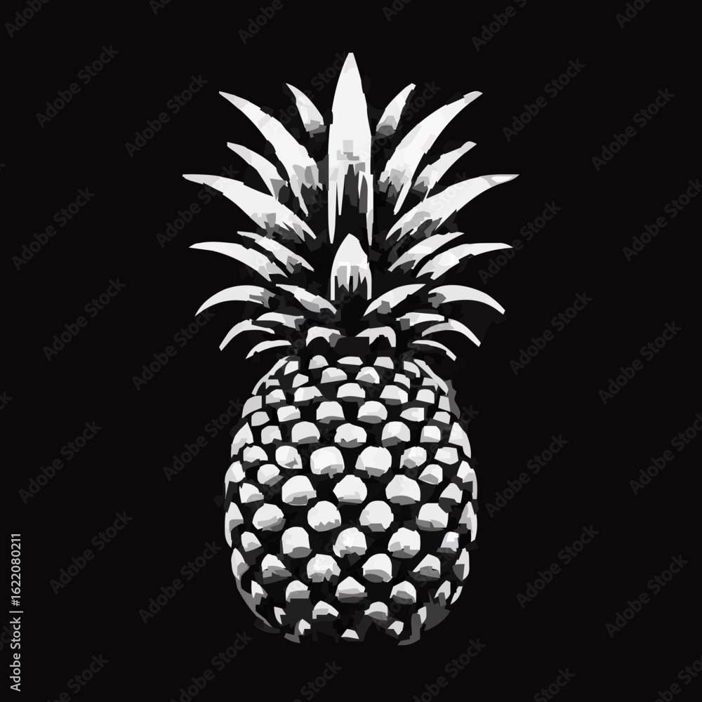 Obraz premium Pineapple silhouette in bold black and white vector
