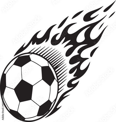 Flaming soccer ball in motion flames sports