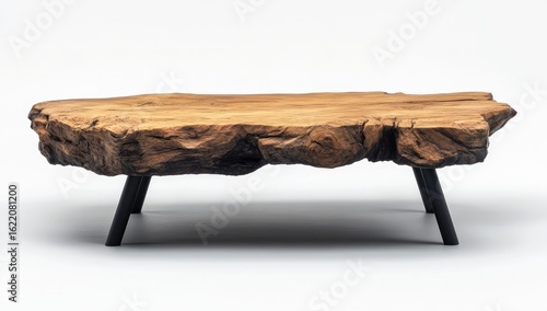 Live Edge Wood Slab Coffee Table with Metal Legs