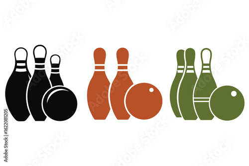 Bowling Ball and Pins Silhouette – Sports Vector Illustration for Games and Leisure