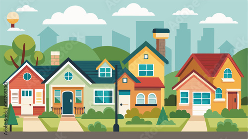 The homes are adorned with charming features such as bay windows shutters and quaint mailboxes adding to the overall charm of this suburban community.