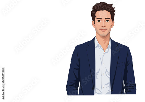 Confident young professional in modern suit, perfect for business presentations and corporate branding