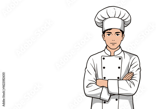 Confident young chef with arms crossed ready to cook delicious meals and create culinary masterpieces now