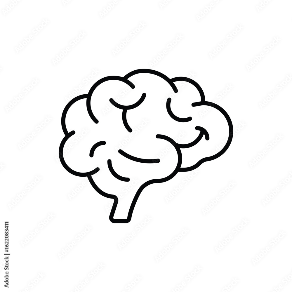 Brain Icon, Human Intelligence Symbol, Medical Nervous System Illustration, Anatomy and Neurology. Thin line. Brain Icon, Human Intelligence Symbol, Medical Nervous System Illustration, Anatomy and Neurology. Thin line.