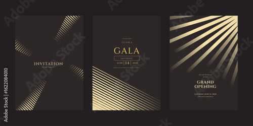 Elegant Gold Line Invitation Templates  2025 Gala  Grand Opening