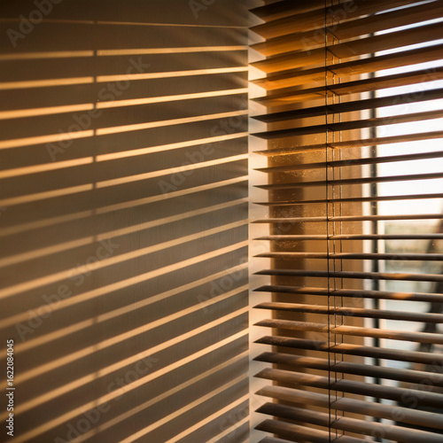Wallpaper Mural Rayos de Sol Entrando por Persianas de Madera y Creando Patrones de Sombra en la Pared Torontodigital.ca