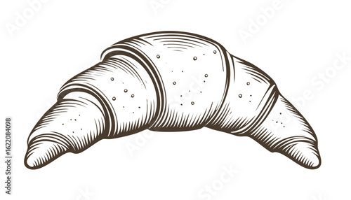 Minimalist Croissant Outlined Icon Vector Illustration.orange color, pastry dough, serving food and drinks, simplicity, sparse, cut out, computer graphic, illustration, morning, outline, butter, 
