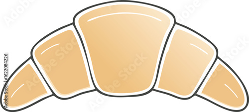 Minimalist Croissant Outlined Icon Vector Illustration.orange color, pastry dough, serving food and drinks, simplicity, sparse, cut out, computer graphic, illustration, morning, outline, butter, 