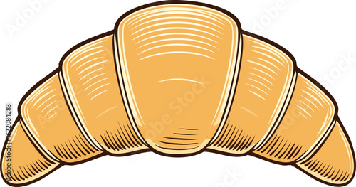 Minimalist Croissant Outlined Icon Vector Illustration.orange color, pastry dough, serving food and drinks, simplicity, sparse, cut out, computer graphic, illustration, morning, outline, butter, 