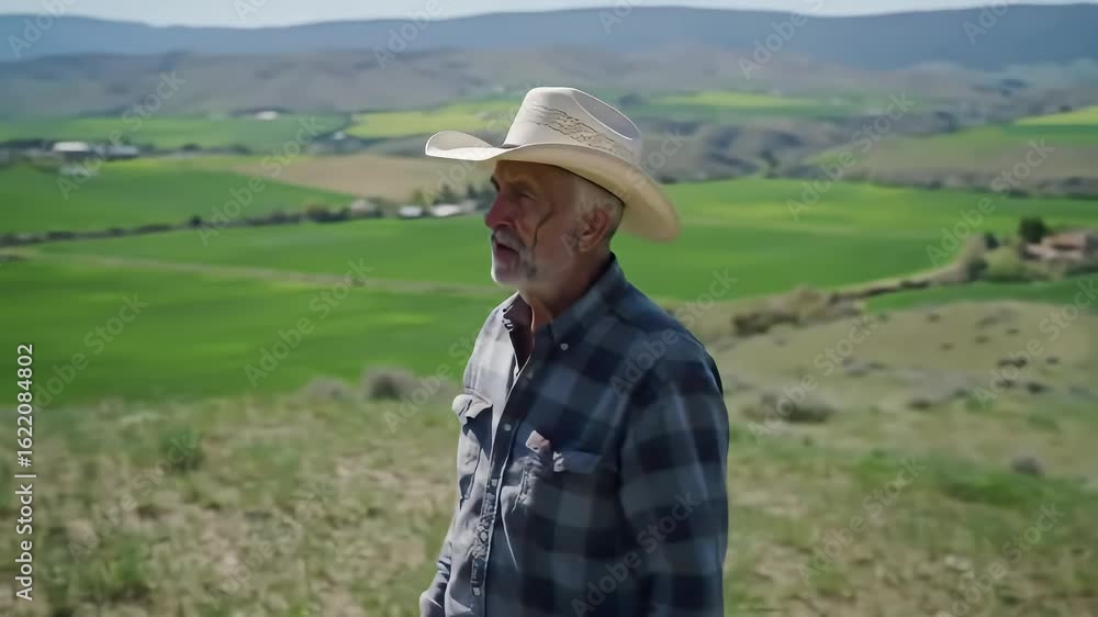 Cowboy Contemplation Rural Landscape and a Weathered Face Cowboy Contemplation Rural Landscape and a Weathered Face