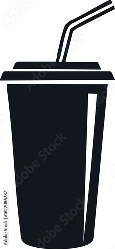 Soda Cup With Straw Silhouette Vector.soda, black, caffeine, container, bubble, branding, clip art, graphic, silhouette, simple, illustration, lid, modern, refreshment, design, disposable, drink, 