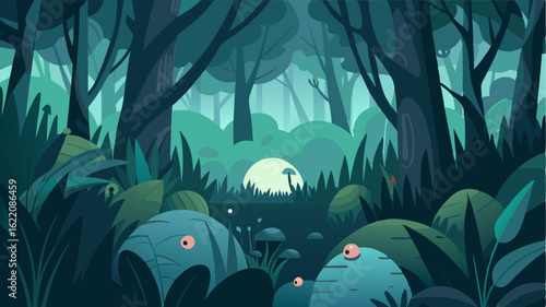 The dense thicket is a world unto itself its inhabitants hidden from the outside world. Deep within a small clearing provides a sliver of light and respite from the dense foliage.