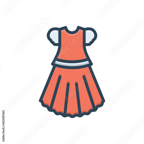 Color illustration icon for dress