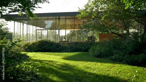 Wallpaper Mural Glass Pavilion Blending Architecture with Nature's Embrace Torontodigital.ca