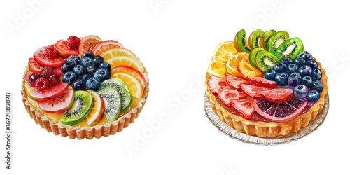 fruit tart watercolor vector illustration
