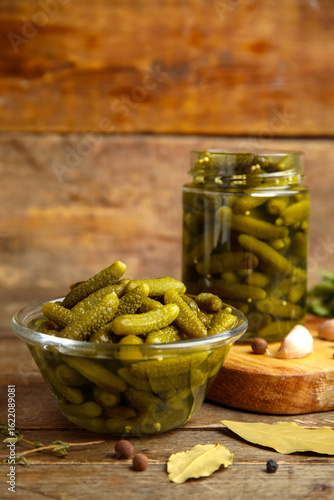 Glass bowl with tasty pickl...