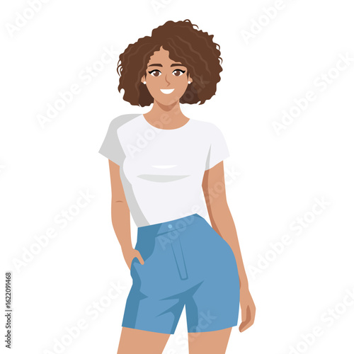 Casual Summer Look with Confidence. Flat Vector character illustration