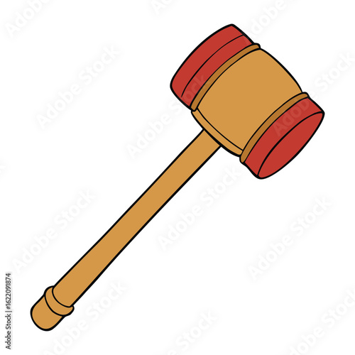 A sturdy wooden mallet with a thick handle and broad head, perfect for woodworking, chiseling, or crafting tasks that require controlled and gentle force.
