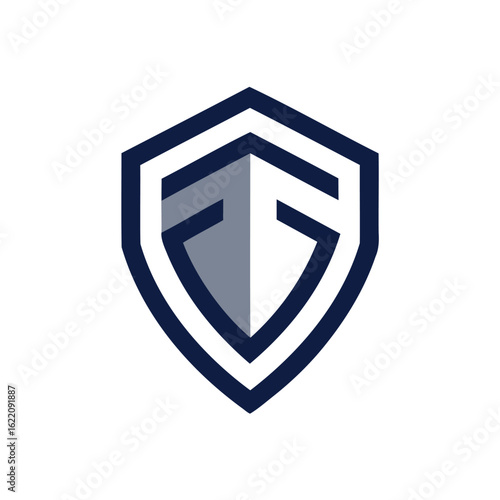 Free Download Vector art of a modern shield logo with geometric shapes isolated on white background - GFXLoad