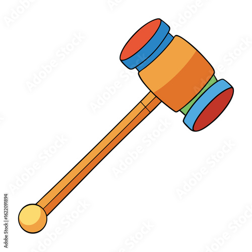 A sturdy wooden mallet with a thick handle and broad head, perfect for woodworking, chiseling, or crafting tasks that require controlled and gentle force.
