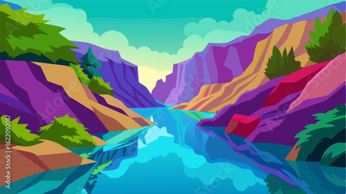 The crystal clear water of Canyon Creek reflects the vivid colors of the surrounding flora creating a natural mosaic of greens blues and purples.