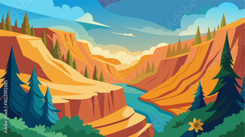 The cool crisp air of the canyon carries the scent of pine and wildflowers creating a refreshing and invigorating atmosphere.