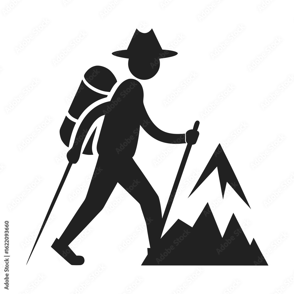 Fototapeta premium Hiking vector silhouette illustration isolated on white background