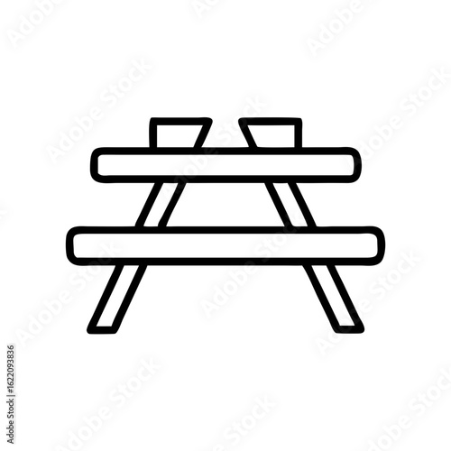 Picnic table outline illustration in minimalist style  