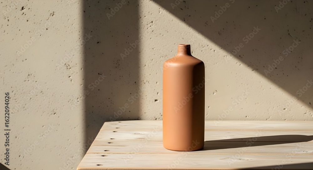 Fototapeta premium Minimal Ceramic Bottle with Wall Shadow