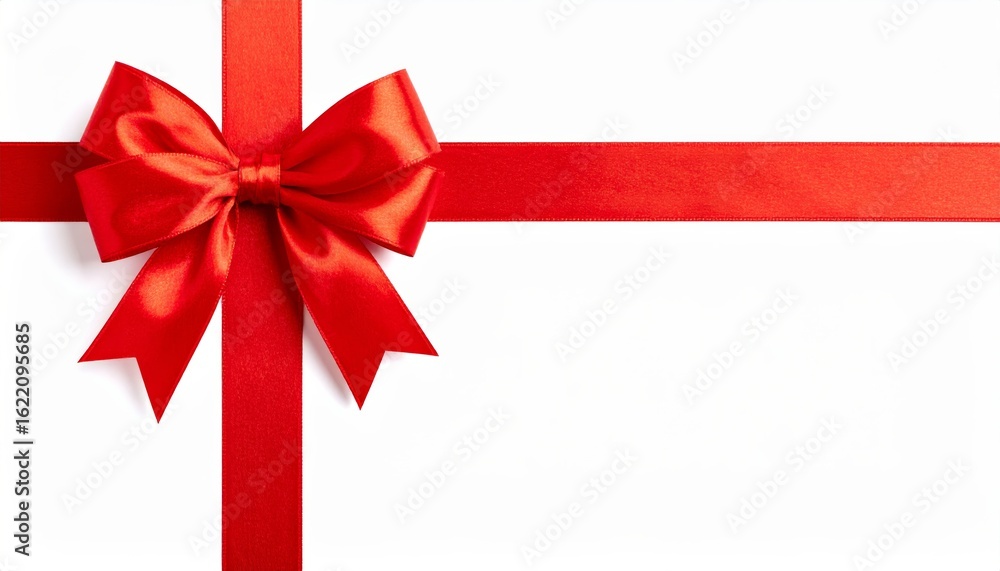 Red Satin Ribbon Bow on White Background Cross Composition, Gift Wrap Design Gift, ribbon Red Satin Ribbon Bow on White Background Cross Composition, Gift Wrap Design Gift, ribbon