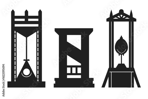 set of Guillotine vector silhouette illustration isolated on white background