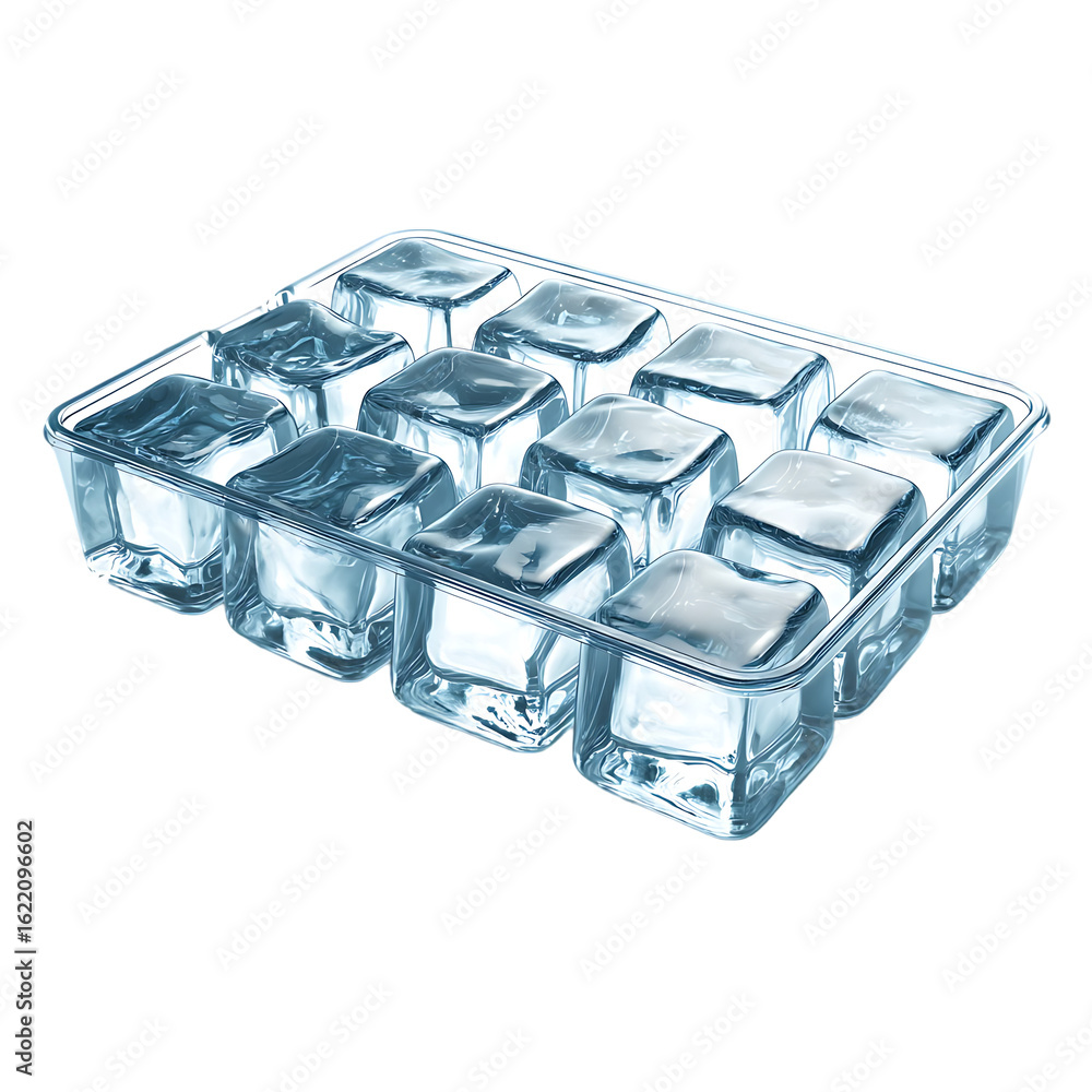 Fototapeta premium Ice cubes in a plastic tray.