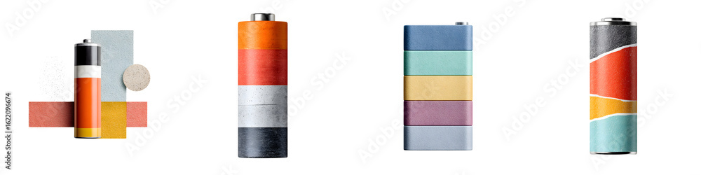 Fototapeta premium Modern Color Palette Minimalist Battery Design Isolated