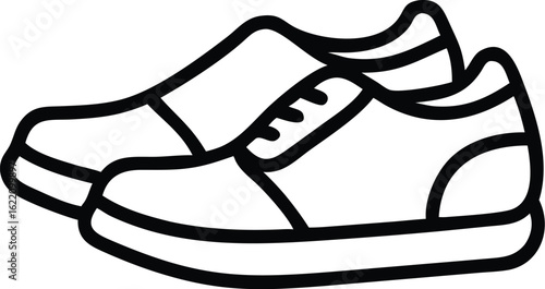 Vector art of pair of sneakers icon isolated on white background in simple line art
