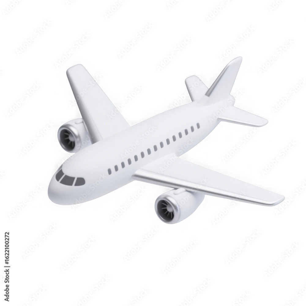 Fototapeta premium 3d icon of a modern white passenger airplane isolated on transparent background, symbolizing travel and global connectivity