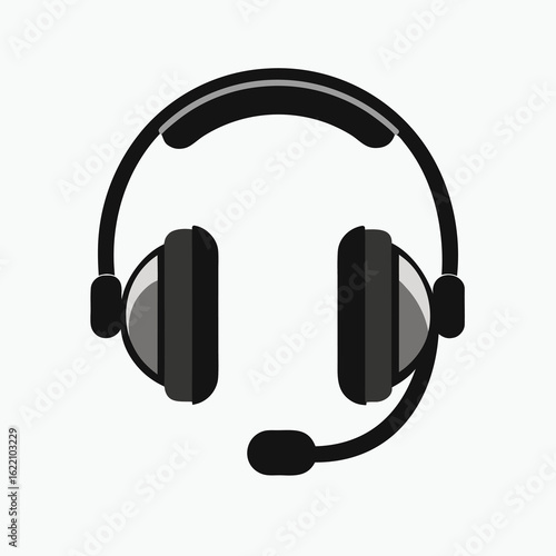 Realistic Headset with Microphone – Black and Gray Audio Device for Gaming, Communication, and Customer Support