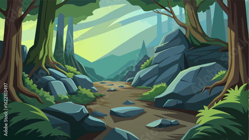 Mosscovered boulders and gnarled tree roots create a natural obstacle course in this adventurous mountain forest challenging you to push further and discover its hidden secrets.