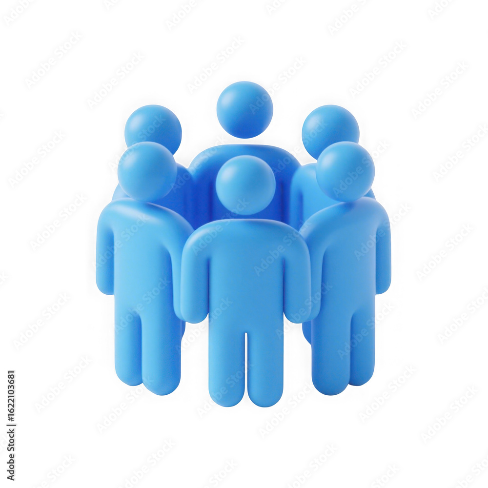 custom made wallpaper toronto digital3d icon of a group of blue figures standing in a circle, symbolizing teamwork and community, isolated on transparent background