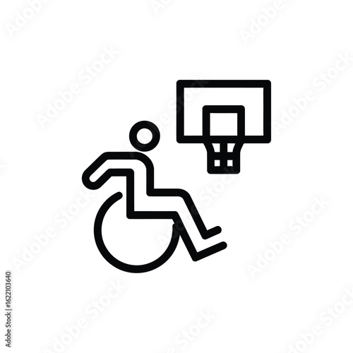 Wheelchair basketball icon representing disability sports and inclusivity in athletics