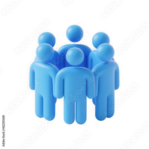 Wallpaper Mural 3d icon of a group of blue figures standing in a circle, symbolizing teamwork and community, isolated on transparent background Torontodigital.ca