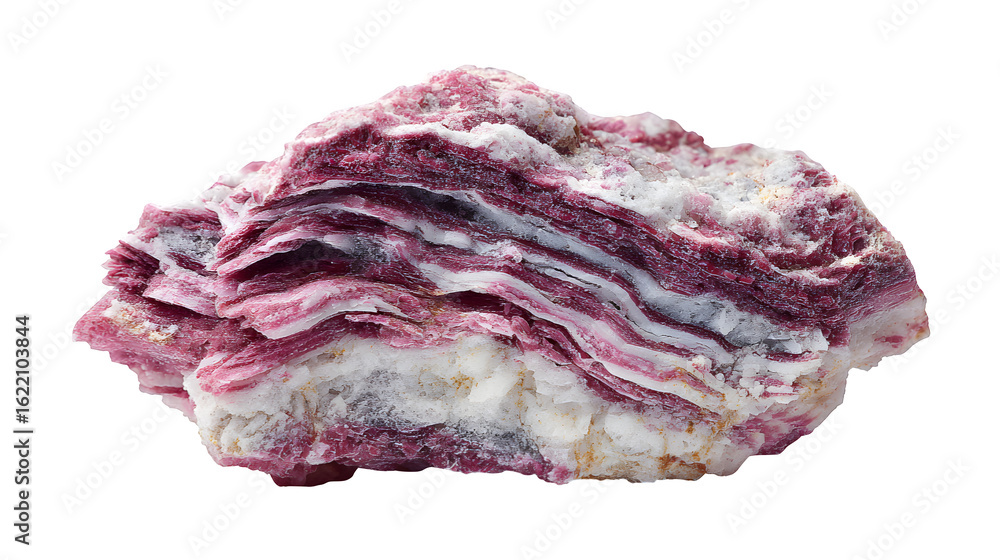 Fototapeta premium Polylithionite raw specimen, rare lithium mica, purple-pink layered form, isolated on Transparent background