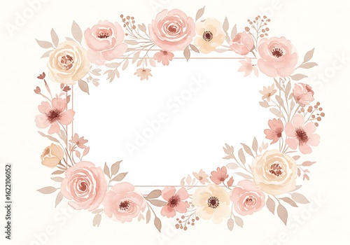 Blush Floral Wreath: Delicate Watercolor Frame
