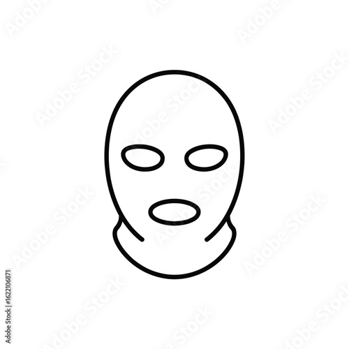 Ski Mask Outline Icon Balaclava Winter Hat Crime Vector Illustration