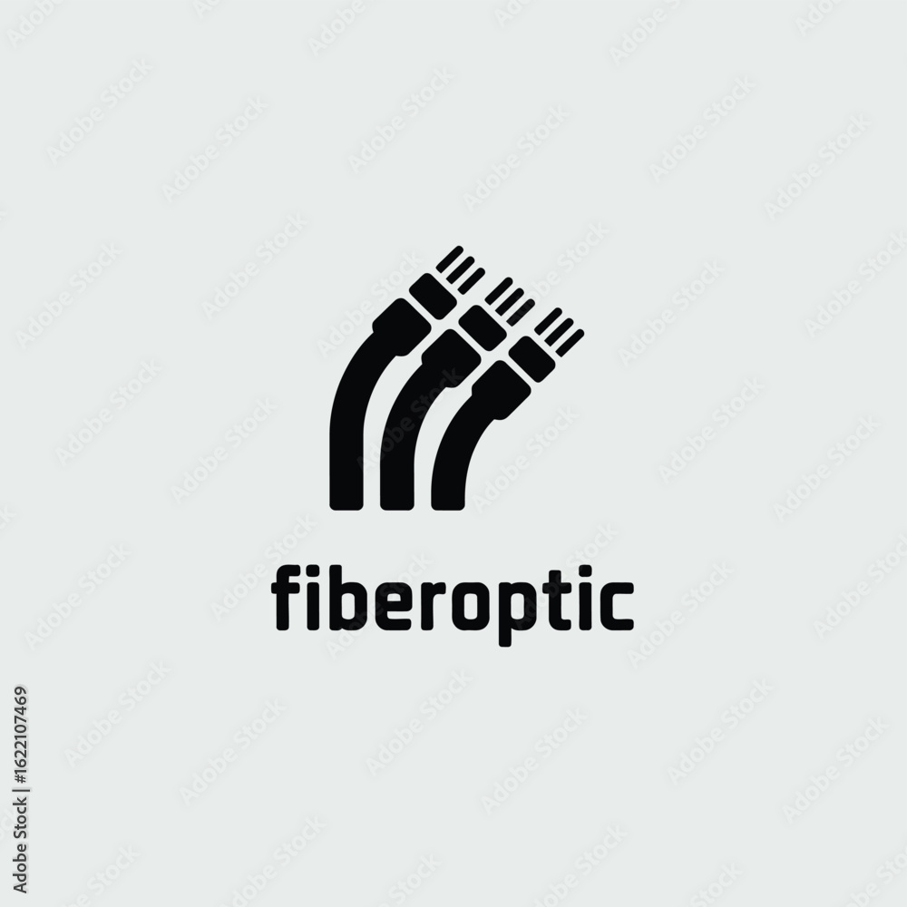 Obraz premium Fiber Optic Cables Icon Modern Technology Data Transfer Black and White