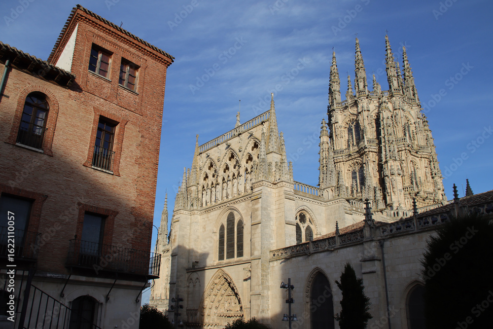 Fototapeta premium Castilfale palace and gothic cathedral in burgos in spain 