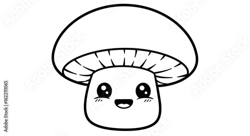 Happy Fungi Line Art