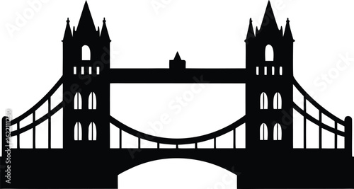 skyline london tower bridge silhouette vector illustration