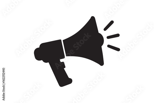Bullhorn megaphone silhouette vector art illustration on white background