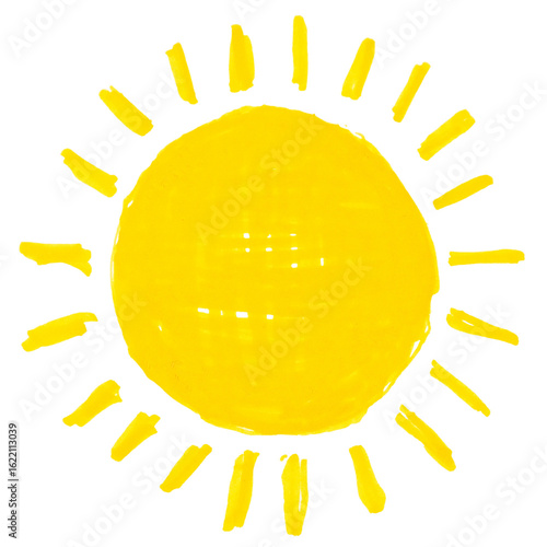 hand drawn sun illustration with yellow marker, PNG